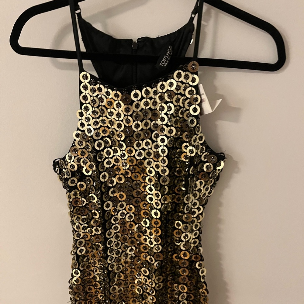 Topshop mirror beaded dress with slit